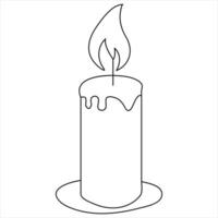 Continuous single line art drawing of candle and minimalist outline vector art drawing