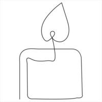 Continuous single line art drawing of candle and minimalist outline vector art drawing