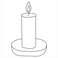 Continuous single line art drawing of candle and minimalist outline vector art drawing