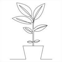 Tree continuous single line art of drawing and tree style  vector illustration