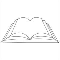 Continuous single line open book art drawing vector style illustration