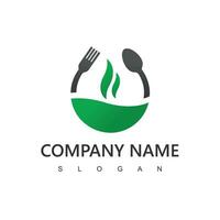 Healthy Food Logo, Restaurant Icon Using Vegan or Healthy Food Concept vector