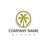 Palm tree logo, golden palm tree , luxury and elegant symbol vector