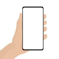 Hand holding smart phone with empty screen vector