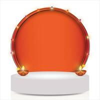 Abstract round stage for Diwali festival with lighting effect and can be used for Hindu festivals. Vector illustration.