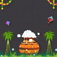 Illustration of Pongal holiday background with space for text. Vector illustration