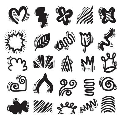 Set of hand-drawn cute cartoony expression sign doodle line stroke. movement drawing, curve directional arrows, emoticon effects design elements, cartoon doodle anime icons.
