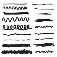 conjunto de líneas, mano dibujado divisores, garabatear subraya, diferente grosor cepillo rayas. vector ilustración de Escribiendo líneas.