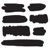 Set of vector brush strokes, various shapes. Collection of hand drawn different graphic elements.