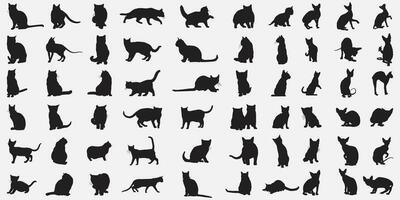 cats silhouette set vector