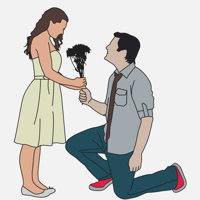 giving flowers illustration line art
