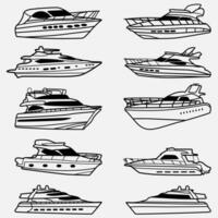 Line Set of Ships and Boats vector