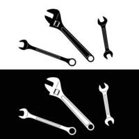 Set of 3 different types of spanner silhouette vector. Work tool icon for web, tag, label, mechanical shop, garage, repair shop, workshop. Work tools for the mechanic, engineer vector