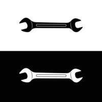 Open-ended spanner silhouette vector. Work tool icon for web, tag, label, mechanical shop, garage, repair shop, workshop. Mechanical profession symbol. Work tool for the mechanic, engineer vector