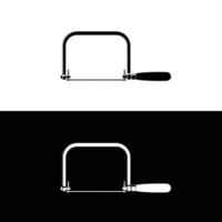 Coping saw silhouette vector. Work tool icon for web, tag, label, mechanical shop, garage, repair shop, workshop. Symbol for mechanical engineering, carpentry, mechanic, engineer, carpenter vector