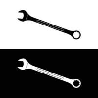 Combination spanner silhouette vector. Work tool icon for web, tag, label, mechanical shop, garage, repair shop, workshop. Mechanical profession symbol. Work tool for the mechanic, engineer vector