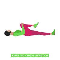 Vector Woman Doing Single Knee To Chest Stretch Lying Knee Hug An Educational Illustration