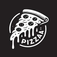 Monochrome Artistic Interpretation of a Delicious Pizza Slice Melting Over Text vector