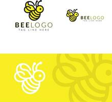 Creative Bee Logo Design Variations Displayed on White and Yellow Backgrounds for Branding Purposes vector