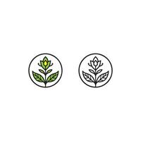 Serene Symmetry of Two Stylized Floral Icons in Simplistic Design Aesthetics vector