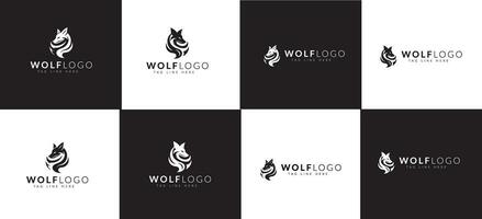 Dynamic Array of Stylized Wolf Logo Designs on Monochrome Backgrounds With Elegant Typography vector