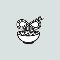 Steaming Bowl of Noodles Embraced by Chopsticks, A Symbolic Representation of Asian Cuisine vector