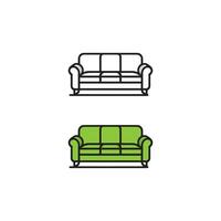 Minimalistic Illustration of Classic Couches in Monochrome and Green vector