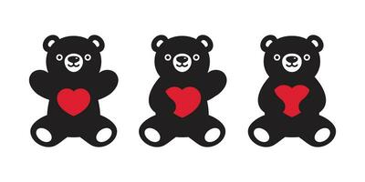 Bear vector heart valentine icon polar bear teddy logo symbol cartoon character doodle illustration design