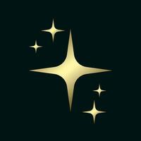 Gold color star on dark background with lighting effect and sparkle stars. Luxury design award ceremony concept. Vector illustration