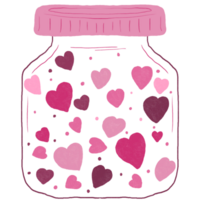 Glass jar filled with hearts png