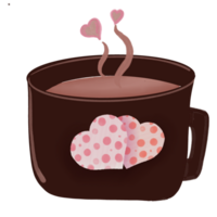 acquerello di tè bicchiere decorato con rosa cuori png
