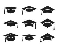 graduación estudiante gorra silueta icono en un blanco antecedentes vector