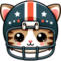 AI generated Pet, cat wearing American football helmet png