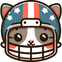 ai generado mascota, gato vistiendo americano fútbol americano casco png