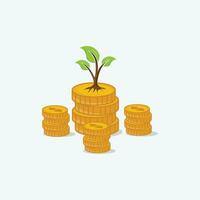 vector dinero árbol márketing información y monedas con árbol