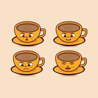 Vector  coffee cup cute and funny icon illustration character