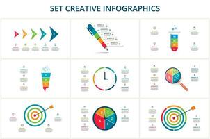 Set creative of graph, diagram with steps, options, parts or processes. Vector business template for presentation