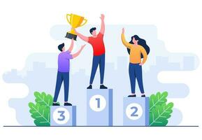 Competition winners concept flat illustration vector template, 1st, 2nd, and 3rd winners of the competition, Trophy, award and reward, Success, achieving goals