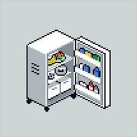 píxel Arte ilustración refrigerador. pixelado refrigerador. refrigerador refrigerador pixelado para el píxel Arte juego y icono para sitio web y vídeo juego. antiguo colegio retro vector