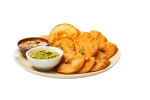 ai généré Masala puri sur assiette avec transparent Contexte . ai png