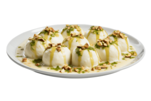 ai généré ras malai sur assiette avec transparent Contexte . ai png