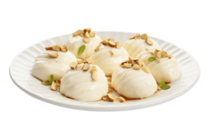 AI generated Ras Malai on Plate with Transparent Background . AI png