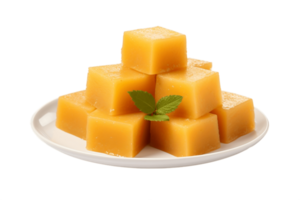 AI generated Mysore Pak on Plate with Transparent Background. AI png