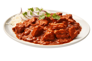 AI generated Rogan Josh on Plate with Transparent Background . AI png