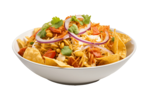 ai generiert bhel puri auf Teller mit transparent Hintergrund. ai png