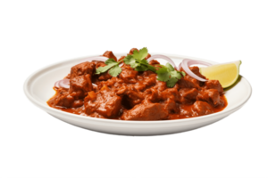 ai genererad rogan josh på tallrik med transparent bakgrund. ai png