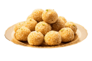 AI generated Ladoo on Plate with Transparent Background . AI png