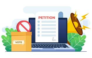en línea petición concepto plano ilustración vector plantilla, petición forma, haciendo elección, votación papel, democracia, público apelación documento, queja