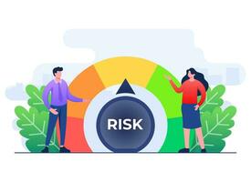 Risk assessment concept flat illustration vector template with speedometer with people, Risk management