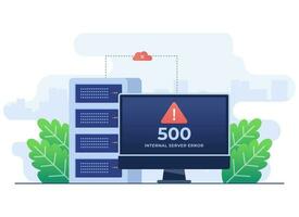 500 Internal server error concept flat illustration, Website error, Network error, Cloud computing concept for landing page, web design, banner, infographic vector